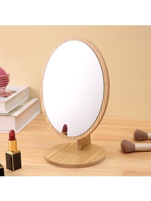 Zemira Gaman Yeni Model 9 -Ahşap Tasarım Masaüstü Oda Dekorasyon Makyaj Oval Ayna