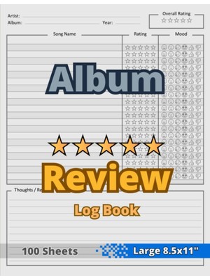 Zemira Album Review Log Book: 8.5X11" - Music Albums Listening Journal - Album Rating - Album Eva