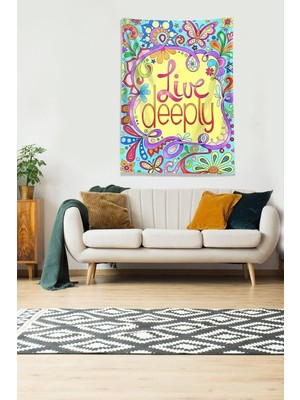 Zemira Pelangi Çok Renkli Live Deeply Tutmaz Kadife Kumaş Duvar Örtüsü Duvar Halısı Tapestry DWLL432,