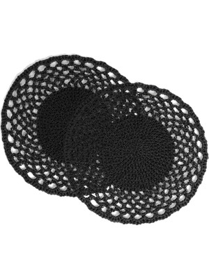 Zemira Textile 2'li Siyah Renk Rafya Amerikan Servis Ø 36 cm