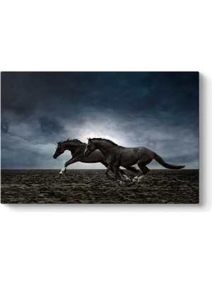 Zemira Tabloshop Koşan Siyah Atlar 125 x 80