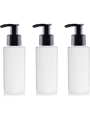 Zemira Avalon Cosmetic Packaging Üç Adet x 100 ml Beyaz Hdpe Boş Plastik Kozmetik Şişe ile Siyah Lotion Po