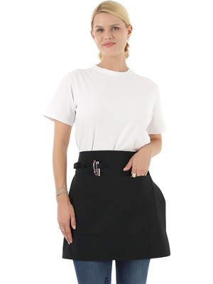 Zemira Belden Bağlamalı Kadın Erkekler Için Siyah Garson/barista/kuaförler Için Yarım Önlük Apron– 2 Ce