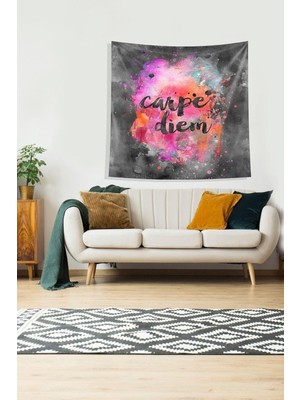 Zemira Pelangi Multirenk Carpe Diem Tutmaz Kadife Kumaş Duvar Örtüsü Duvar Halısı Tapestry KWLL301, 7