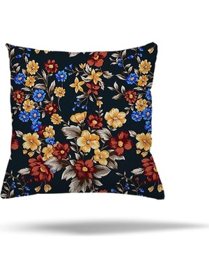Zemira Pelangi Çiçek Kilim Etnik Desen Çiçekli Gizli Fermuarlı Yastık Kılıfı Kırlent Kılıfı Koltuk Yastık