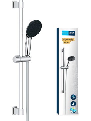 Zemira Grohe Vitalio Start 110 Sürgülü Duş Seti, 110MM Yuvarlak 3 Akışlı El Duşu, 600MM Sürgülü Ray, 1750M