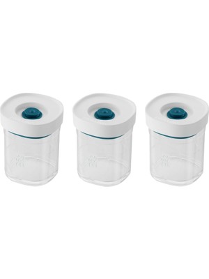 Zemira Zwilling Fresh & Save Cube Vakumlu Saklama Kabı Set, Xs, 3 Parça, Şeffaf Akdeniz Mavisi