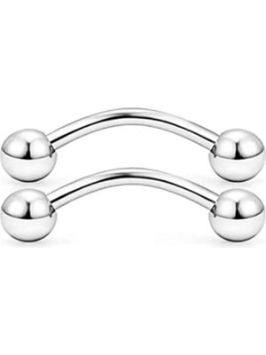 Zemira Unisex Cerrahi Çelik Gümüş 2'li Set Rook Kaş Piercing, Gri