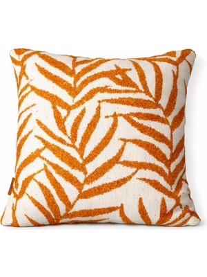 Zemira Sunset Leaf Turuncu - Dekoratif Yastık 45X45 cm – Tropikal Desen, Solmaya Dayanıklı Ku