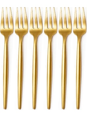 Zemira Limon Fondü Çatalı Seti, Çelik, 13 Cm, Altın Kaplama, Sarı, 6 Parça