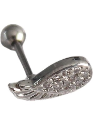 Zemira 316L Çelik Gümüş Renk Zirkon Taşlı Kanat Tragus Piercing - TJ-PR1269