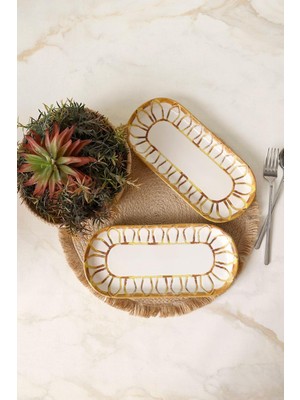 Zemira Keramika Worn Gold Noyan Kayık Tabak 26 cm 2 Adet 22967