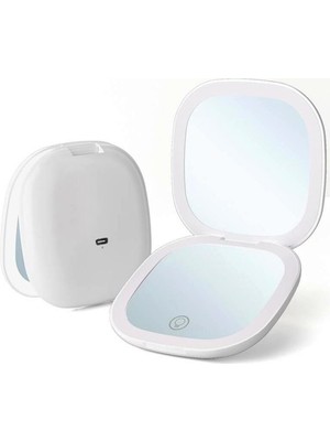 Zemira LED Işıklı Kompakt Ayna - 1X/10X Büyüteçli 3,9 Inç Işıklı Seyahat Makyaj Aynası Çift Taraflı Kısıla