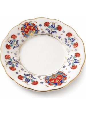 Zemira 12’li Yaldızlı Osmanlı Motif Porselen Çay Tabağı – Desenli Çay Tabak