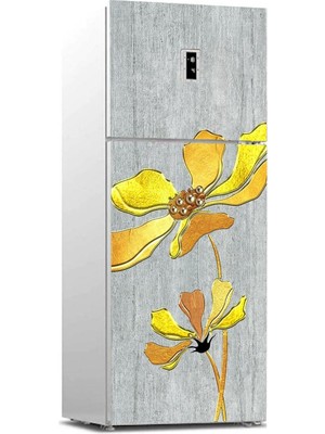 Zemira Buzdolabı Sticker Kaplama Dolap Kaplama Etiketi Sarı Peri Çiçek