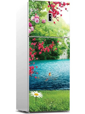 Zemira Buzdolabı Sticker Kaplama Dolap Kaplama Etiketi Şelale Çiçek