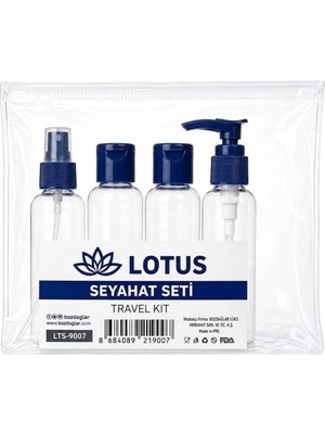 Zemira Lotus Şeffaf Seyahat Seti, 4 Parça (Lacivert)