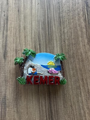 Zemira Magnet, Plaj Temalı Dekoratif Buzdolabı Magneti, Palmiye Deniz Manzaralı, El Yapımı Turistik Hed