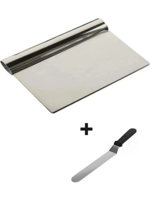 Ozka Concept 2li Set Hamur Şekillendirici Eğik Pasta Spatulası +Metal Hamur Kazıyıcı Spatula