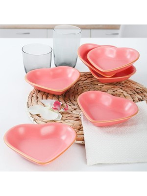 Zemira Keramika Mat Pembe Altın Fileli Çerezlik/sosluk 14 cm 6 Adet
