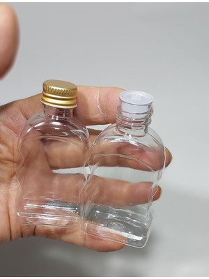 Zemira Boş Tıpalı Gold Renk Kapaklı Şişe 50 ml Şeffaf 10 Adet, ŞIŞE23010A33