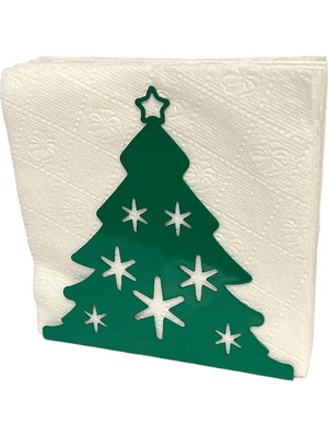 Zemira Çam Ağacı Temalı Yeşil Metal Peçetelik Yılbaşı Noel