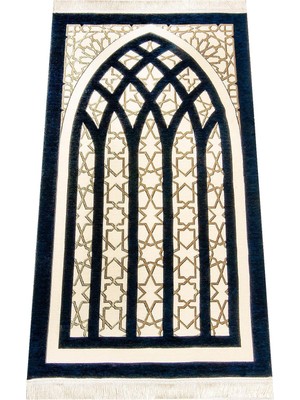 Zemira Yıldız Desenli Şönil Seccade - Lacivert