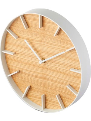 Zemira Yamazaki 4109 Rin Duvar Saati, Beyaz, Çelik/plywood, Minimalist Tasarım, 26,5 x 4,2 x 26,5 cm (U x