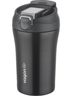 Zemira Vagonlife Fiftyfifty Çift Kapak Sistemli Pipetli/pipetsiz 400ML Çelik Mug