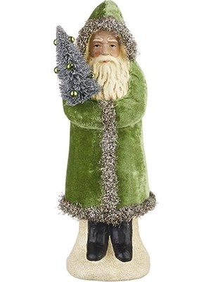 Zemira Raz Imports 2022 Koleksiyonlu Noel 30,48 cm Yeşil Kadife Noel Baba