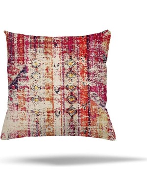 Zemira Pelangi Geometrik Kilim Etnik Desenli Afrika Gizli Fermuarlı Yastık Kılıfı Kırlent Kılıfı Yastık Kı