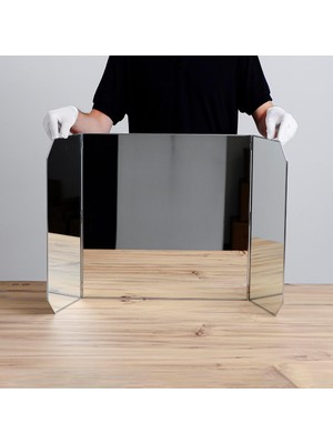 Zemira 100X45CM Makyaj Masaüstü Aynası Gümüş Ayaklı Yapımı Taşınabilir Dekoratif