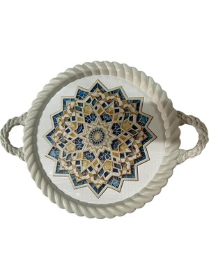 Zemira Lüks Dekoratif Plastik Tepsi Bukleli Çerçeve 35 x 35 Desenli