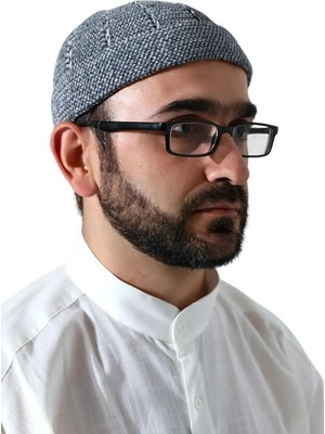Zemira Gri Katlamalı Çift Renk Kışlık Kadife Takke