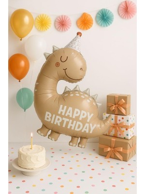 Zemira Beysüs Sevimli Dinazor Happy Birthday Yazılı Folyo Balon