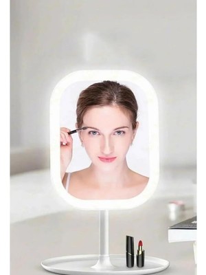 Zemira Uni̇chrome Masaüstü Dokunmatik Makyaj Aynası LED Işıklı Beyaz Renk Make Up Mirror 3 Modlu Standlı