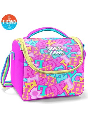 Coral High Kız Çocuk Pembe Su Yeşili Harf Desenli Thermo Beslenme Çantası 37141