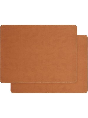 Zemira Textile 2'li Taba Renk Deri Amerikan Servis 40 x 30 cm