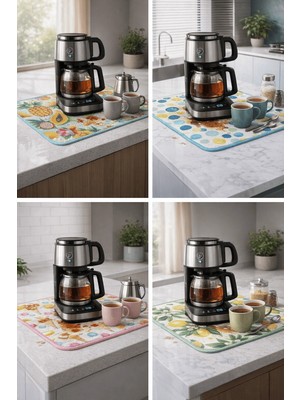 Ozka Concept Çay Matı Çay Makinesi % 100 Mikrofiber Altlığı Su Emici Tezgah Kurulama Matı