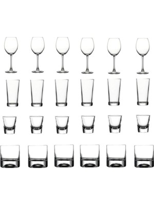 Zemira Pasabahce 24 Parça Mega Meşrubat Bardak Seti Şarap-Rakı-Shot-Viski 8695413654124AYBABA