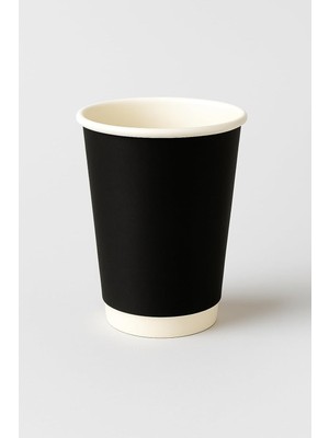 Zemira 8 Oz Double Wall Si̇yah Görünüm Karton Bardak + Si̇yah Kapakli 25'li̇ Kariştirici (Tipaç) Hedi̇yeli̇