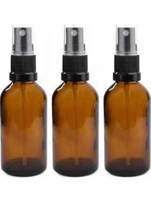Zemira 50ML Amber Yuvarlak Boş Cam Şişe Siyah Sis Spreyi Üstü Kapaklı | Doldurulabilir | Uçucu Yağlar I