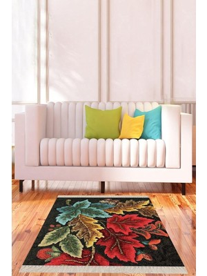 Zemira On The Clouds Yaprak Desenli Dijital Baskı Yıkanabilir Kaymaz Taban Salon Halısı Yolluk Meg6