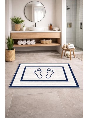 Zemira Pelangi Kaymaz Banyo Halısı, Ayak Desenli, Su Emici Süngerli Yüzey, Makinede Yıkanabilir, St