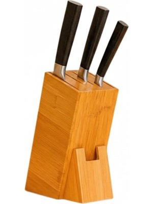 Zemira Bambu Ahşap Standı – 220 mm Eğik Tasarım, Kaymaz Tabanlı, Çoklu Yuvalı, Doğal