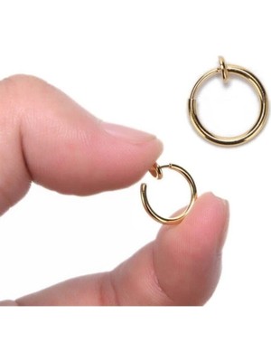 Zemira Unisex Altın Renk Piercing 1 Çift Küpe, Altın