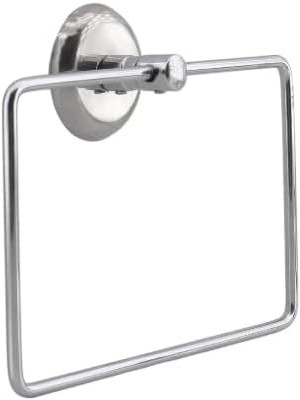 Zemira Kare Krom Havlu Halkası Duvara Monte, Parlak Krom Kaplama Metal Banyo Havluluğu, Tasarım Kar
