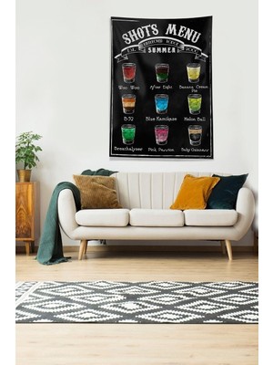 Zemira Pelangi Siyah Shots Menü Tutmaz Kadife Kumaş Duvar Örtüsü Duvar Halısı Tapestry DWLL313, 70 x