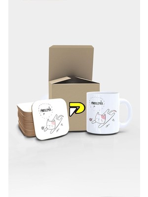 Zemira Postermanya Pineklemek Tasarımlı Baskılı Kupa Bardak Seti, Eğlenceli Özel Hediye Mug