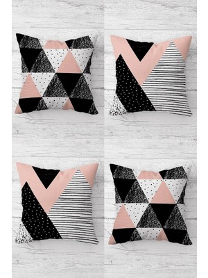 Zemira Pelangi Pastel Geometrik Desen Renkli Üçgen Gizli Fermuarlı Kırlent Kılıfı Koltuk Yastık Kılıfı Tak